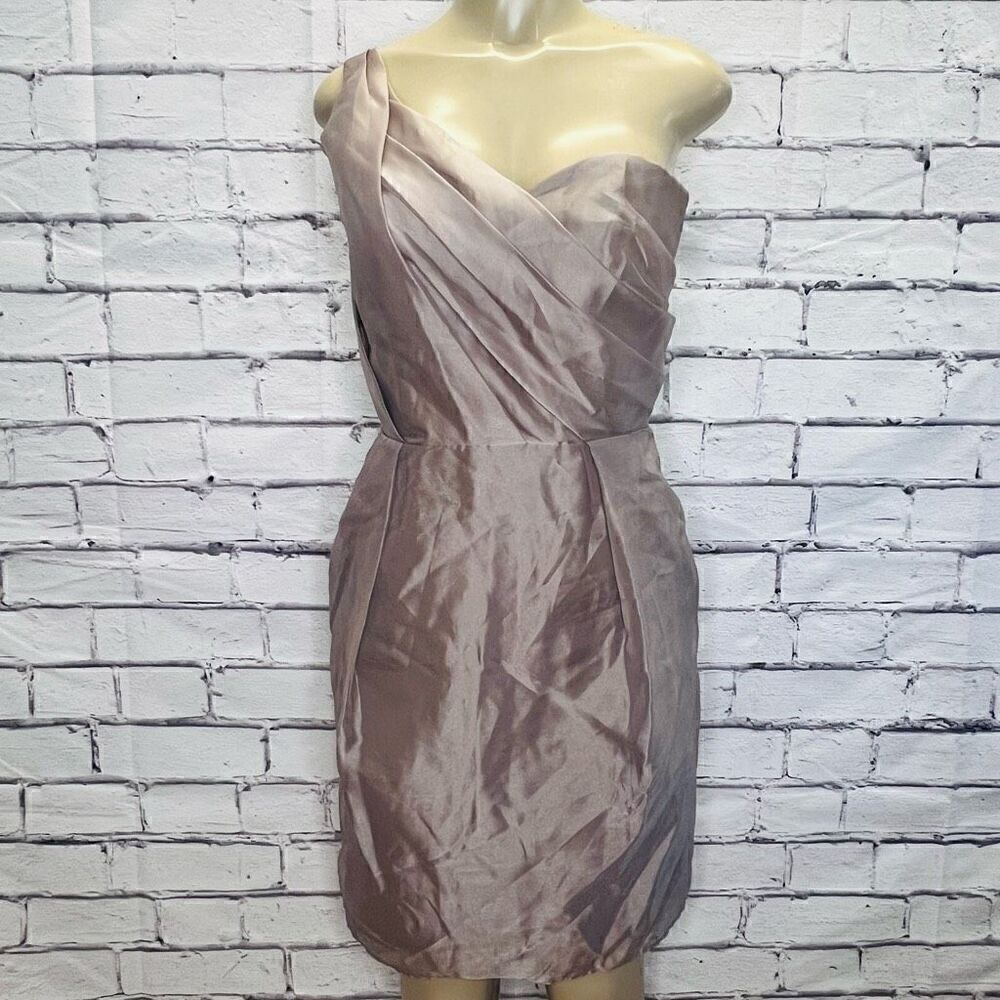 Alvina Valenta Womens Mauve From JLM Couture Shimmer One Shoulder Dress Size 8